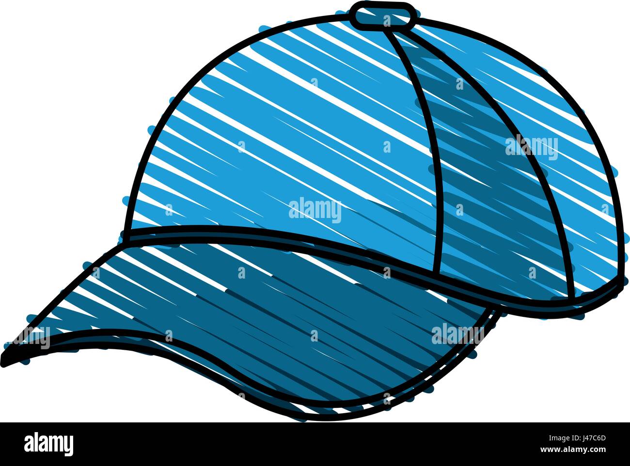 Farbe Kreide Streifen Cartoon blaue Sport Kappe Kopfbedeckung Stock Vektor