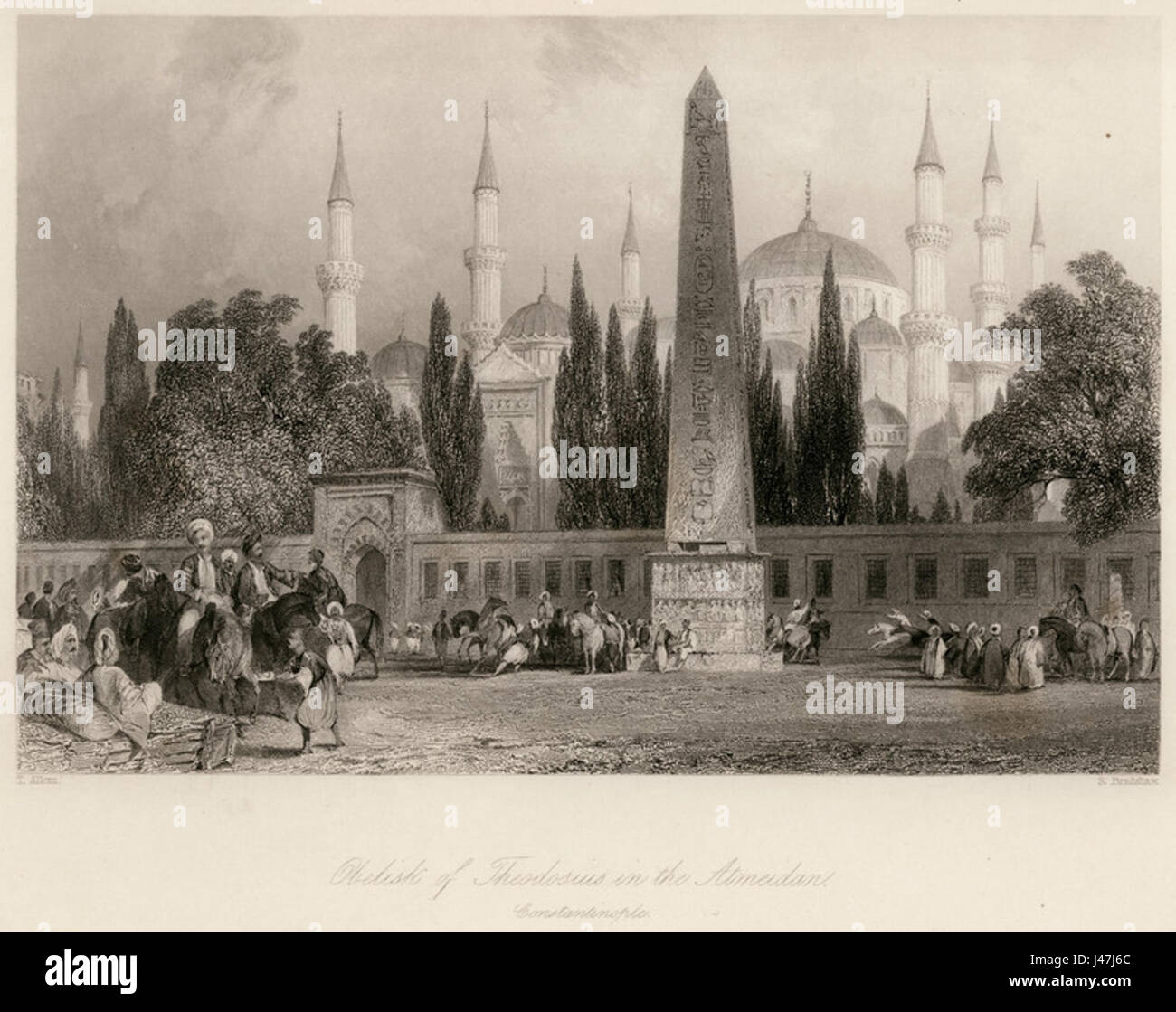 Obelisk des Theodosius in Atmeidan Walsh Robert & Allom Thomas 1836 Stockfoto