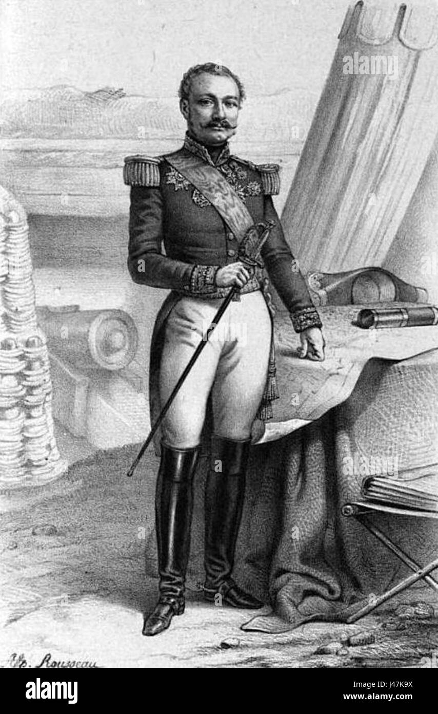 Dieser Titel bezieht sich auf ein Porträt oder künstlerische Darstellung von Oudinot von A. Rousseau, in dem das Gleichnis oder der historische Kontext des Einzelnen dargestellt werden. Stockfoto