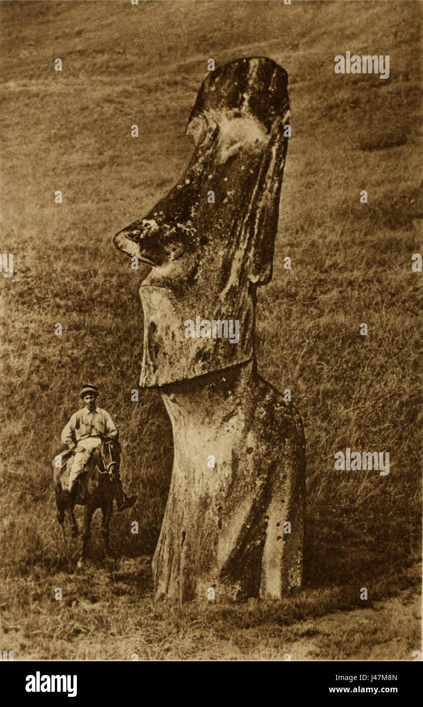 Moai, Titelseiten, The Mystery of Easter Island, veröffentlichte 1919 Stockfoto