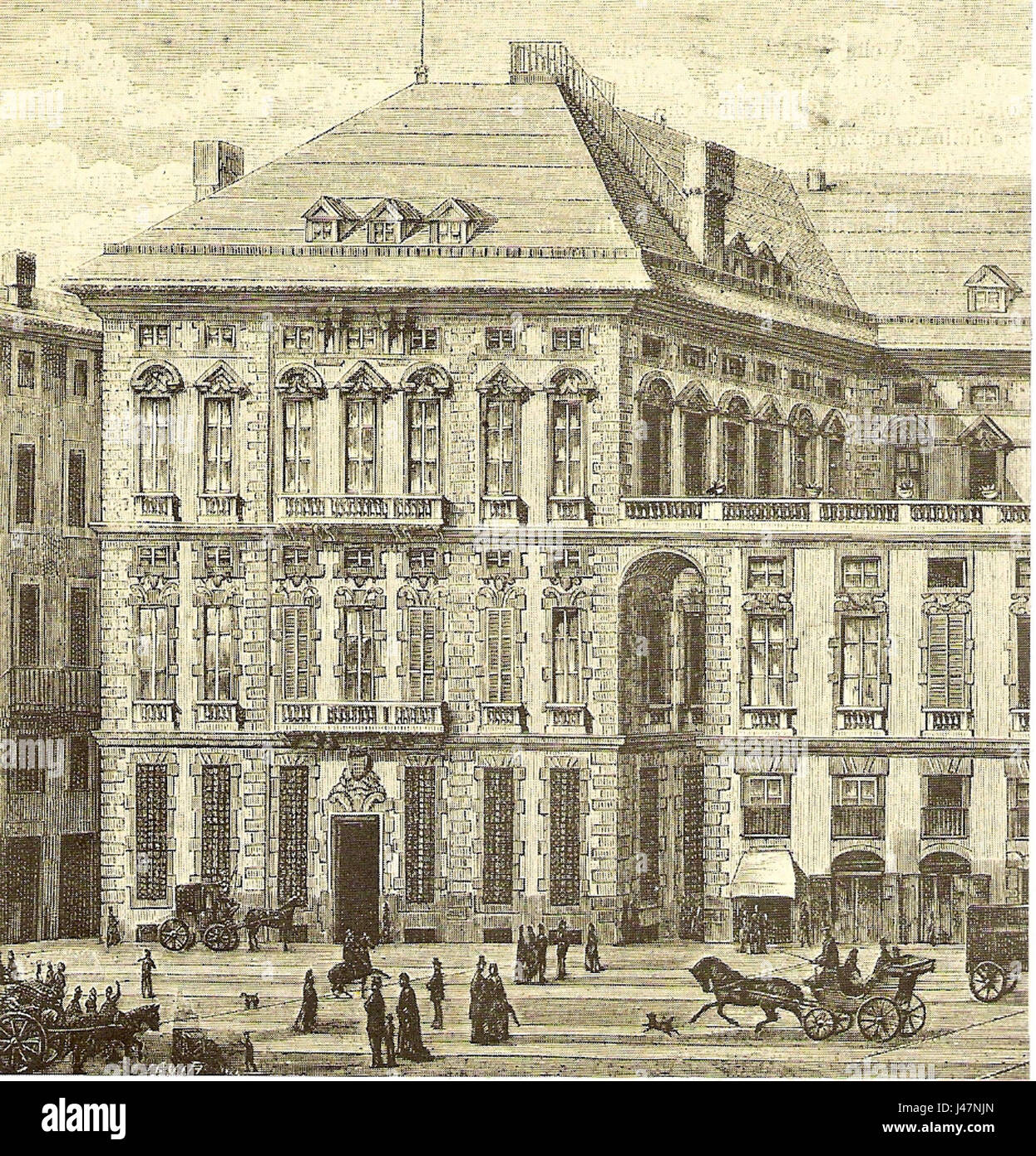 Palazzo Rosso Genova Disegno XIX secolo Stockfoto