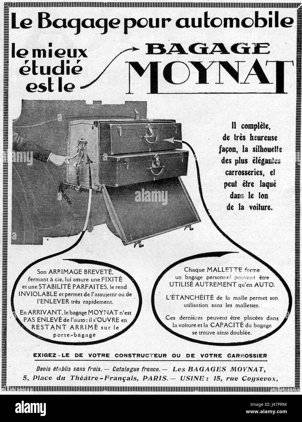 Moynat ist eine französische Luxusmarke, die 1849 gegründet wurde und für hochwertige Lederwaren, Gepäck und Handtaschen bekannt ist. Diese Kollektion aus dem Jahr 1924 steht für das handwerkliche Erbe der brandâ und verbindet Innovation mit traditioneller Kunstfertigkeit in Mode und Accessoires. Stockfoto