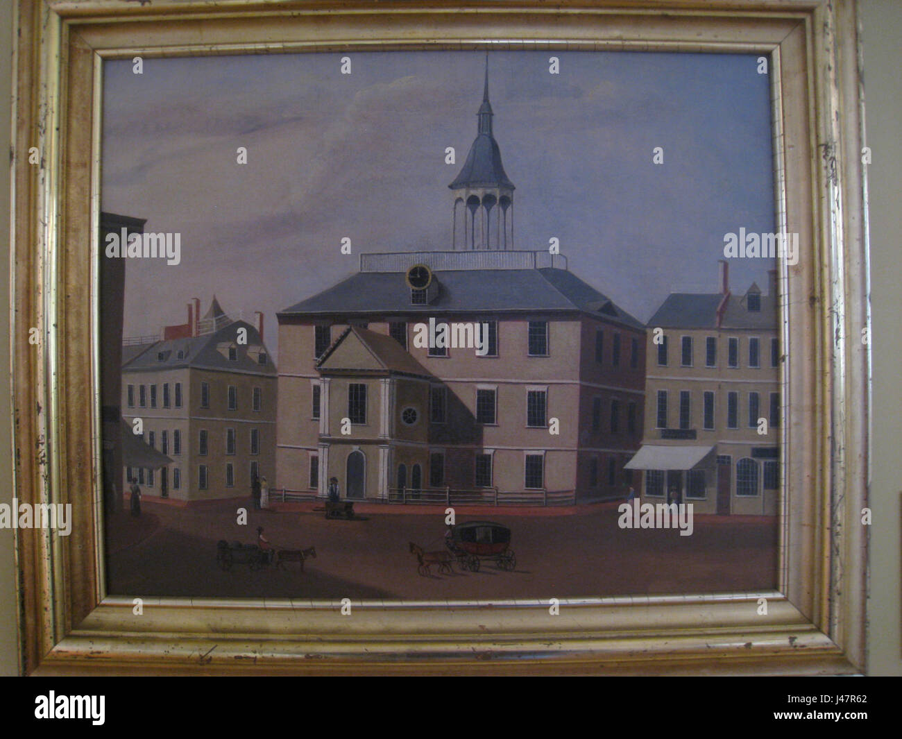 Alten Backsteinkirche, erbaut 1712 abgerissen 1808, unbekannten Künstlers Old State House Museum, Boston, MA IMG 6790 Stockfoto