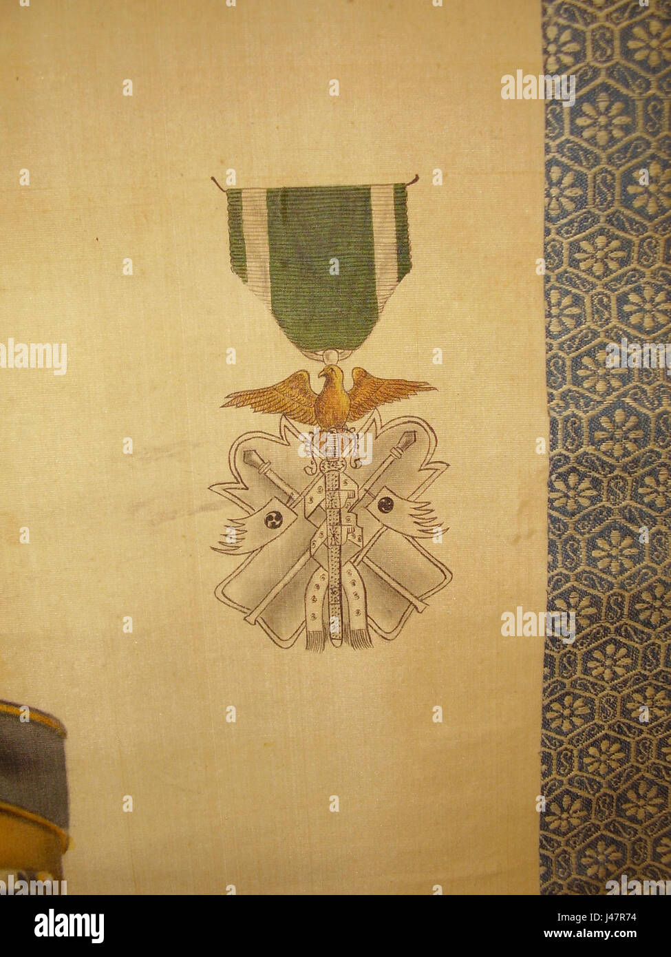 Order.of.the.golden.kite.detail.from.Japanese.soldier.russo japanese.war.commemorative.scroll.with.honours.wittig.collection.painting.05 Stockfoto