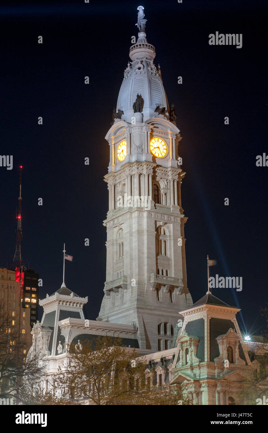 Rathausturm in der Innenstadt von Philadelphia, Pennsylvania. Stockfoto