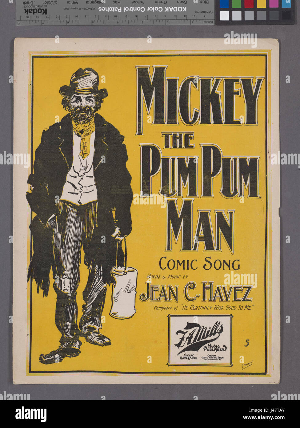 Dies ist eine Darstellung von „Mickey, The Pum Pum man“, einer Figur, die wahrscheinlich in der amerikanischen Kultur des frühen 20. Jahrhunderts entstanden ist und Themen der Unterhaltung und Performance reflektiert. Stockfoto