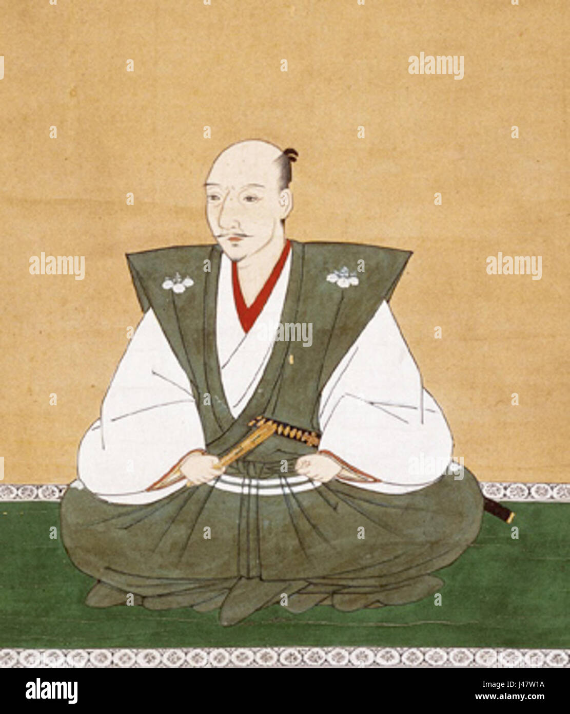 ODA Nobunaga war ein prominenter Samurai und Warlord im Japan des 16. Jahrhunderts und spielte eine Schlüsselrolle in der Sengoku-Zeit. Er ist vor allem für seine militärischen Kampagnen bekannt, die zur Vereinigung Japans beigetragen haben, und seinen Einfluss auf die Entwicklung des modernen japanischen Staates. Seine innovativen Strategien und seine Führung waren maßgeblich an der Gestaltung der politischen Landschaft Japans während dieser Zeit beteiligt. Stockfoto