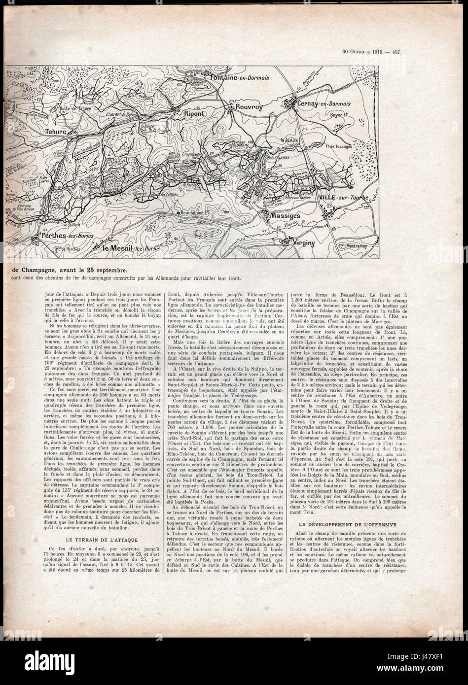 Ein Scan der Seite 457 aus dem Magazin „L'Illustration“, Ausgabe 3791, vom 30. Oktober 1915. Stockfoto