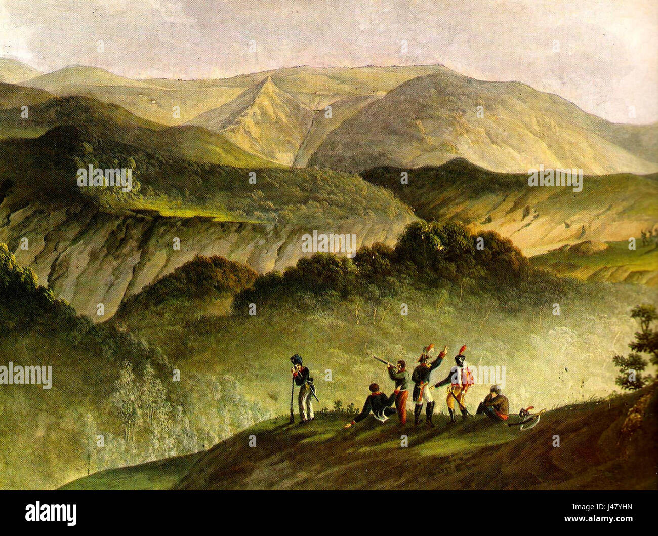 Die Schlacht von Montenotte fand 1796 als Teil des italienischen Feldzugs während der Französischen Unabhängigkeitskriege statt. Es war ein bedeutender früherer Sieg für Napoleon Bonaparte, der ihm half, seinen Ruf als Militärführer zu festigen. Stockfoto