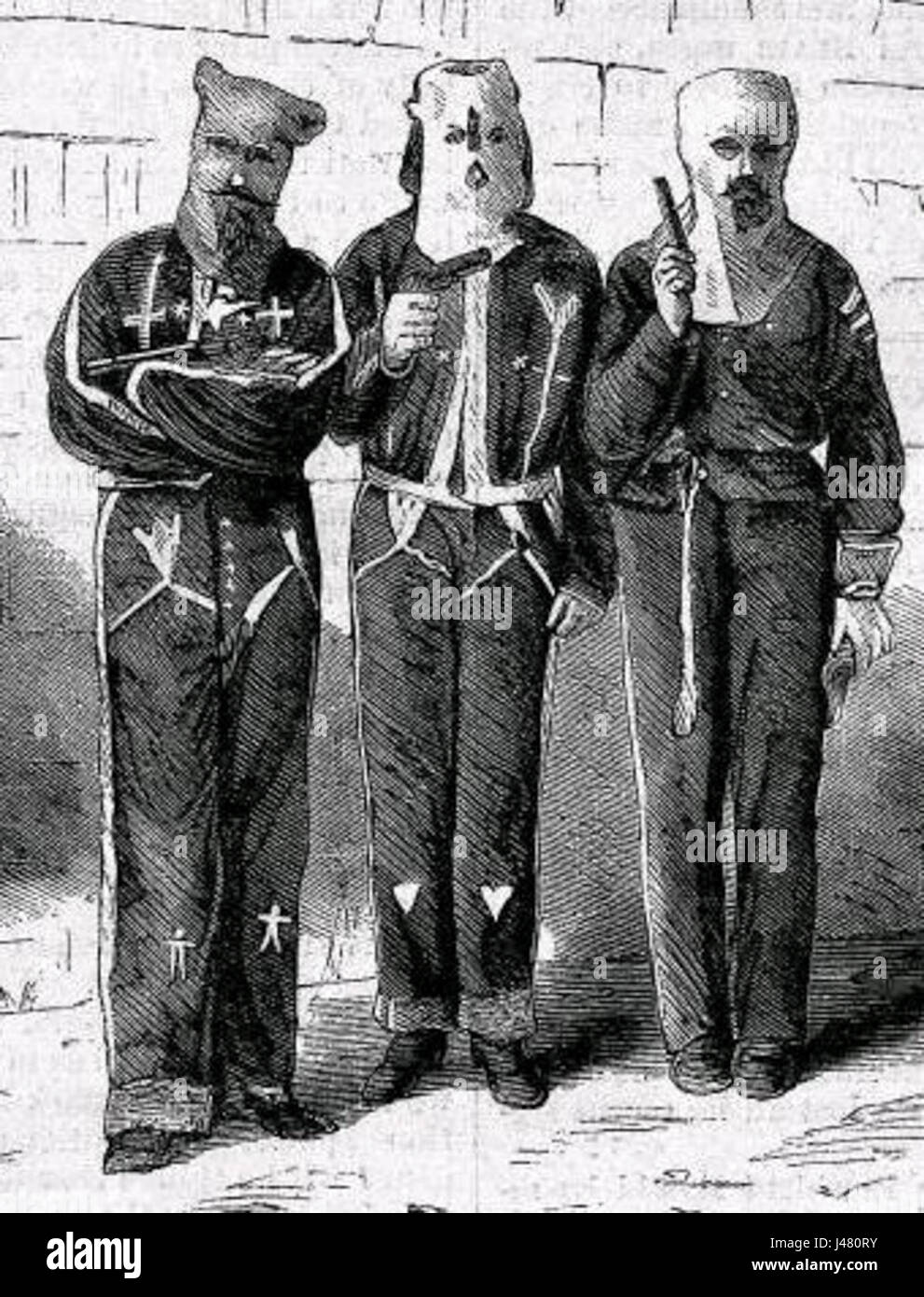 Der Ku Klux Klan war eine US-amerikanische Hassgruppe, die in Mississippi und anderen südlichen staaten während der Reconstruction Ära und darüber hinaus aktiv war. Ihre Aktivitäten waren geprägt von Gewalt, Einschüchterung und Rassismus gegen Afroamerikaner. Stockfoto