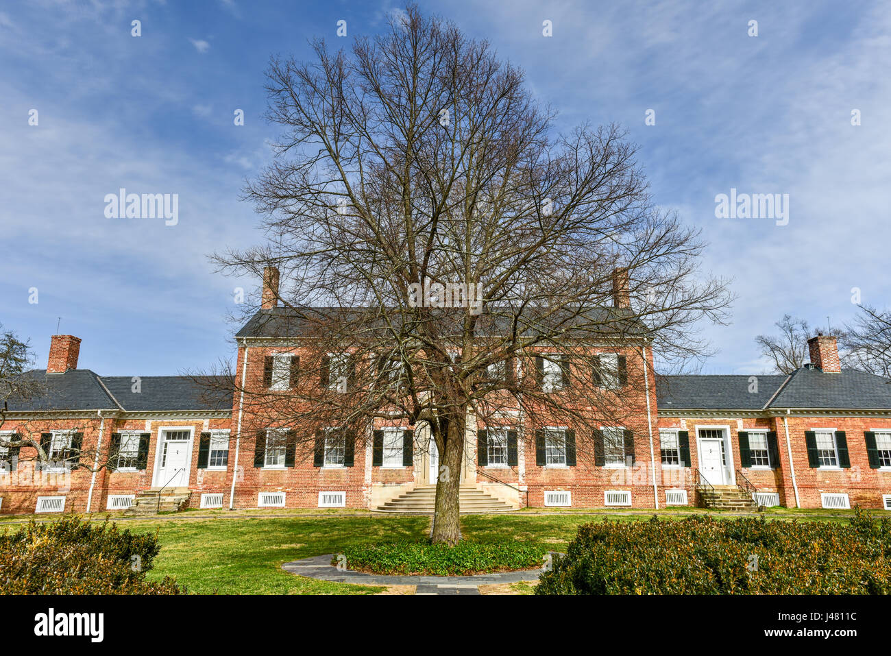 Chatham Manor, ein georgianischen Stil Zuhause am Rappahannock River im Stafford County, Virginia, gegenüber Fredericksburg im Jahre 1771 abgeschlossen. Stockfoto