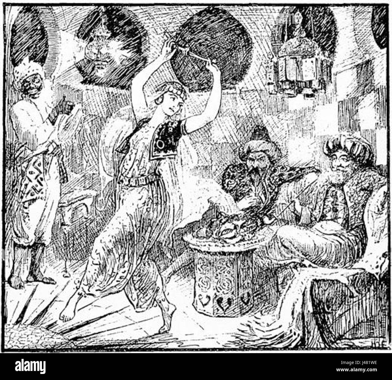 Ein Verweis auf Morgiana, eine Figur aus der Geschichte „Ali Baba und die vierzig Diebe“, die möglicherweise auf HJFords Illustrationen oder ein literarisches Werk zurückzuführen ist, das mit dieser klassischen Figur aus den Arabischen Nächten verbunden ist. Stockfoto