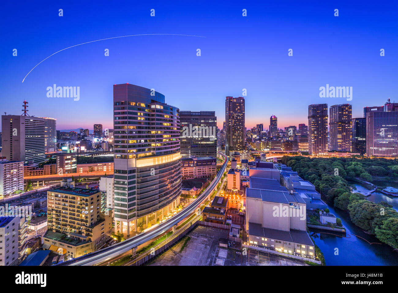 Tokyo, Japan Stadtbild im Shiodome. Stockfoto