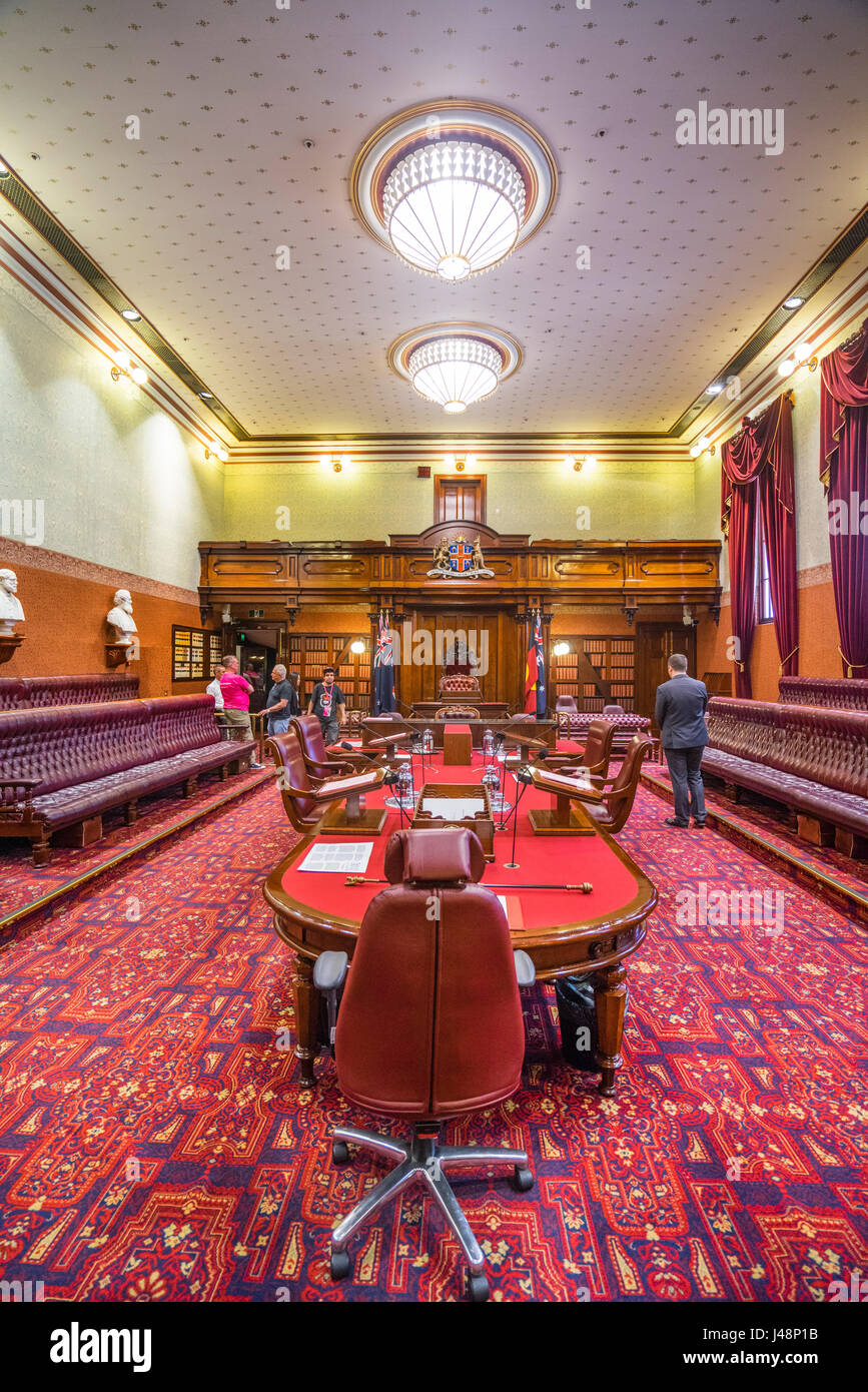 Australien, New South Wales, Sydney, das Oberhaus Legislative Council Chamber des neuen Parlaments South Wales während offene Sydney Stockfoto