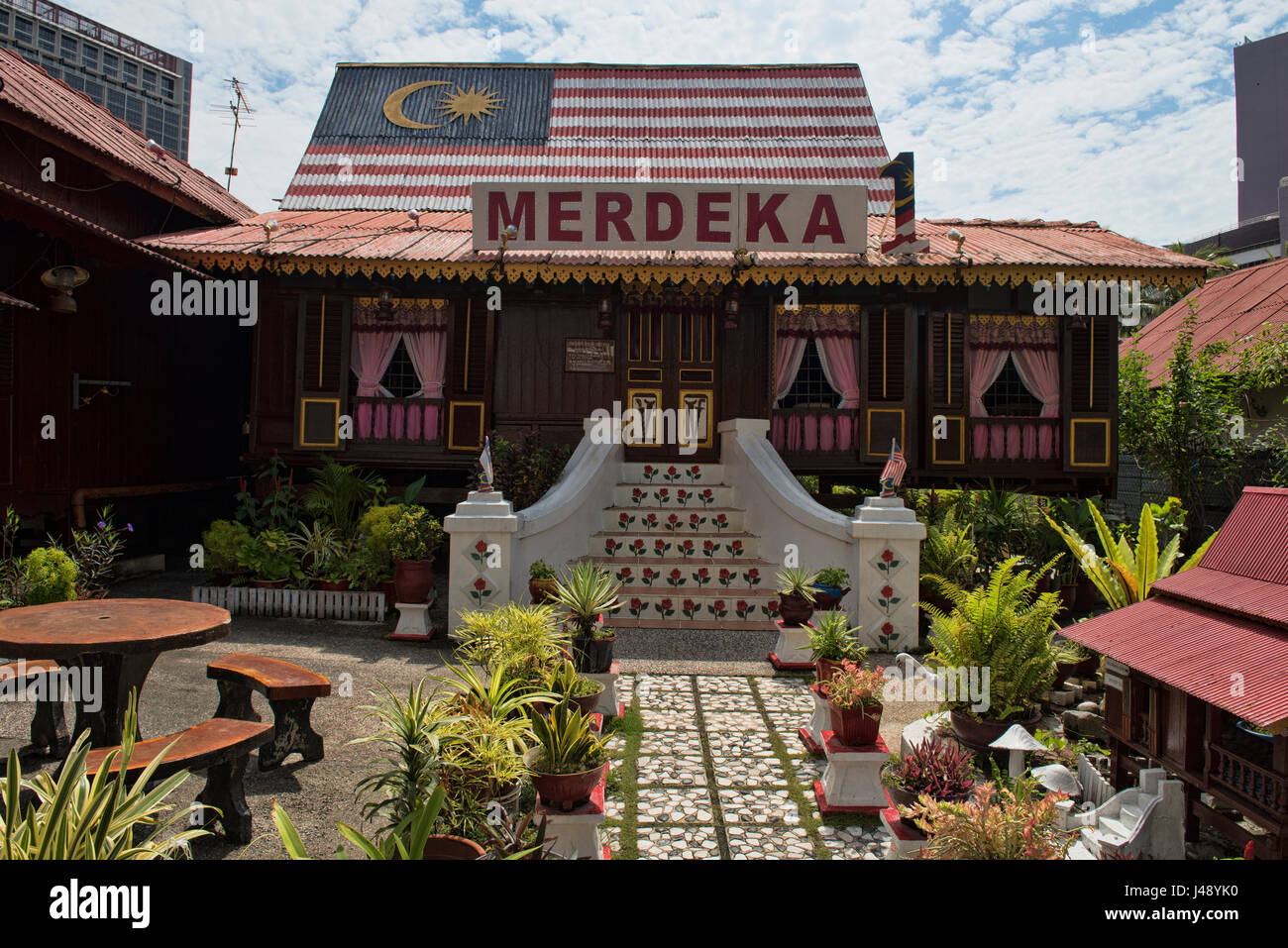 Zuhause im Kampung Morten, Malacca, Malaysia Merdeka Stockfoto