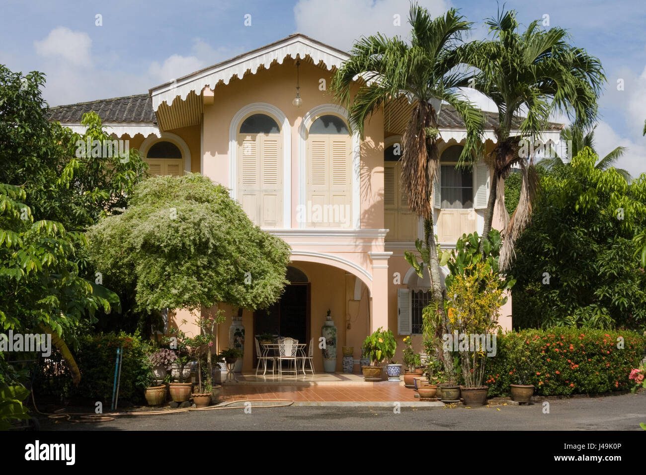 Sino-Portugiesische Herrenhaus-Architektur in alten Stadt Phuket, Thailand Stockfoto