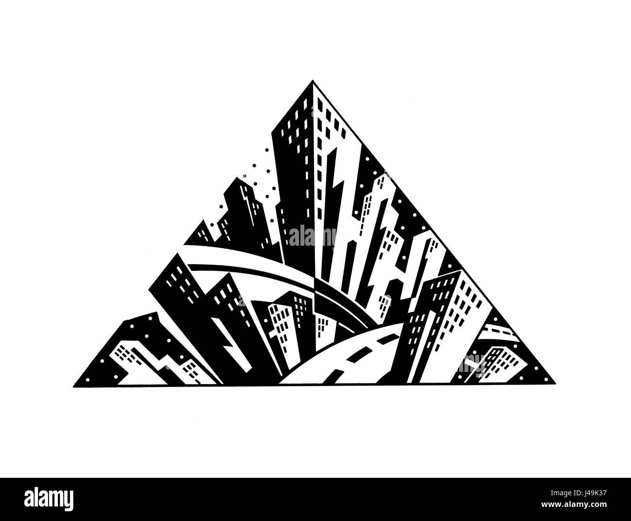 Stadtbild in Dreiecksform Stockfoto