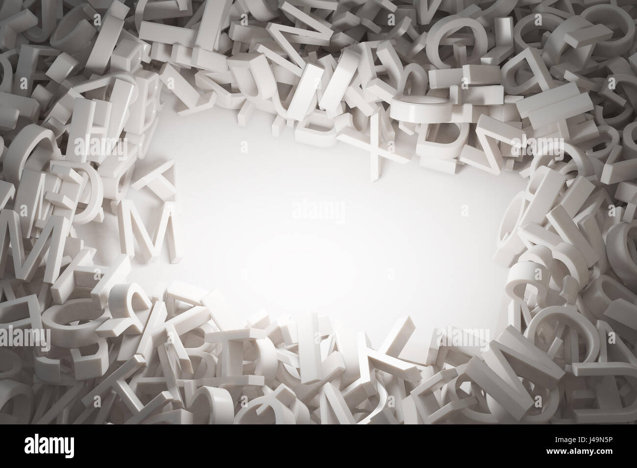 Zufällige Buchstaben Abstrakt 3D illustration Stockfoto