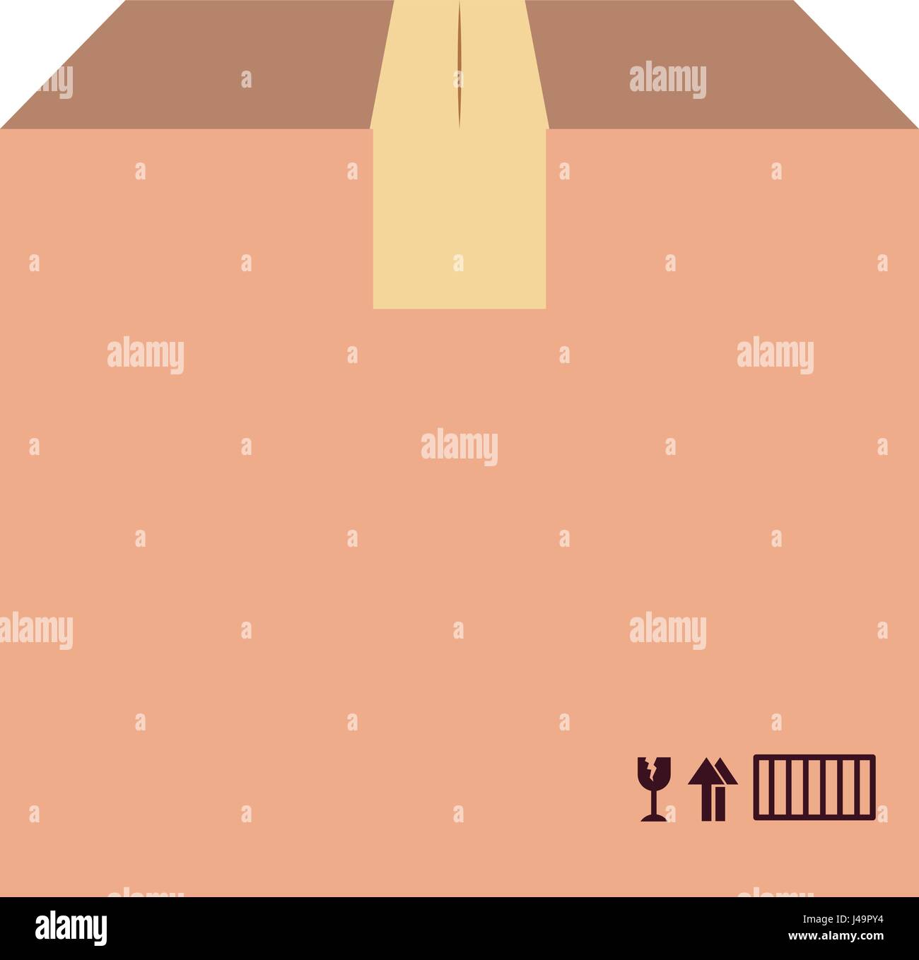 Farbe-Silhouette mit Schachtel aus Pappe versiegelt Stock Vektor