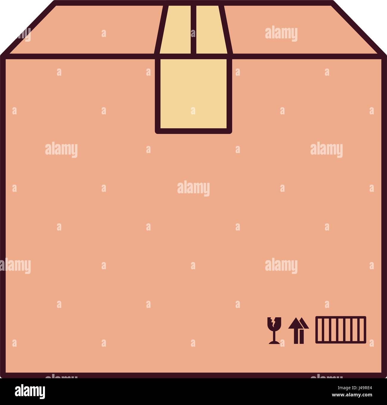 Farbe-Silhouette mit Box aus Pappe mit schwarzen Kontur versiegelt Stock Vektor