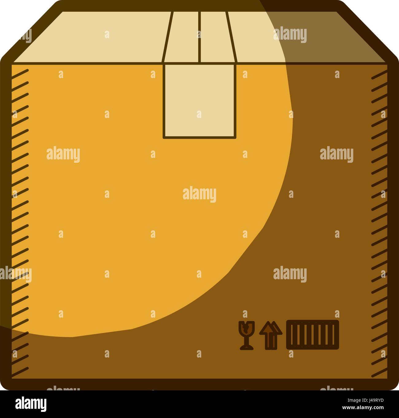 gelb im Alter von Silhouette der Schachtel aus Pappe versiegelt Stock Vektor