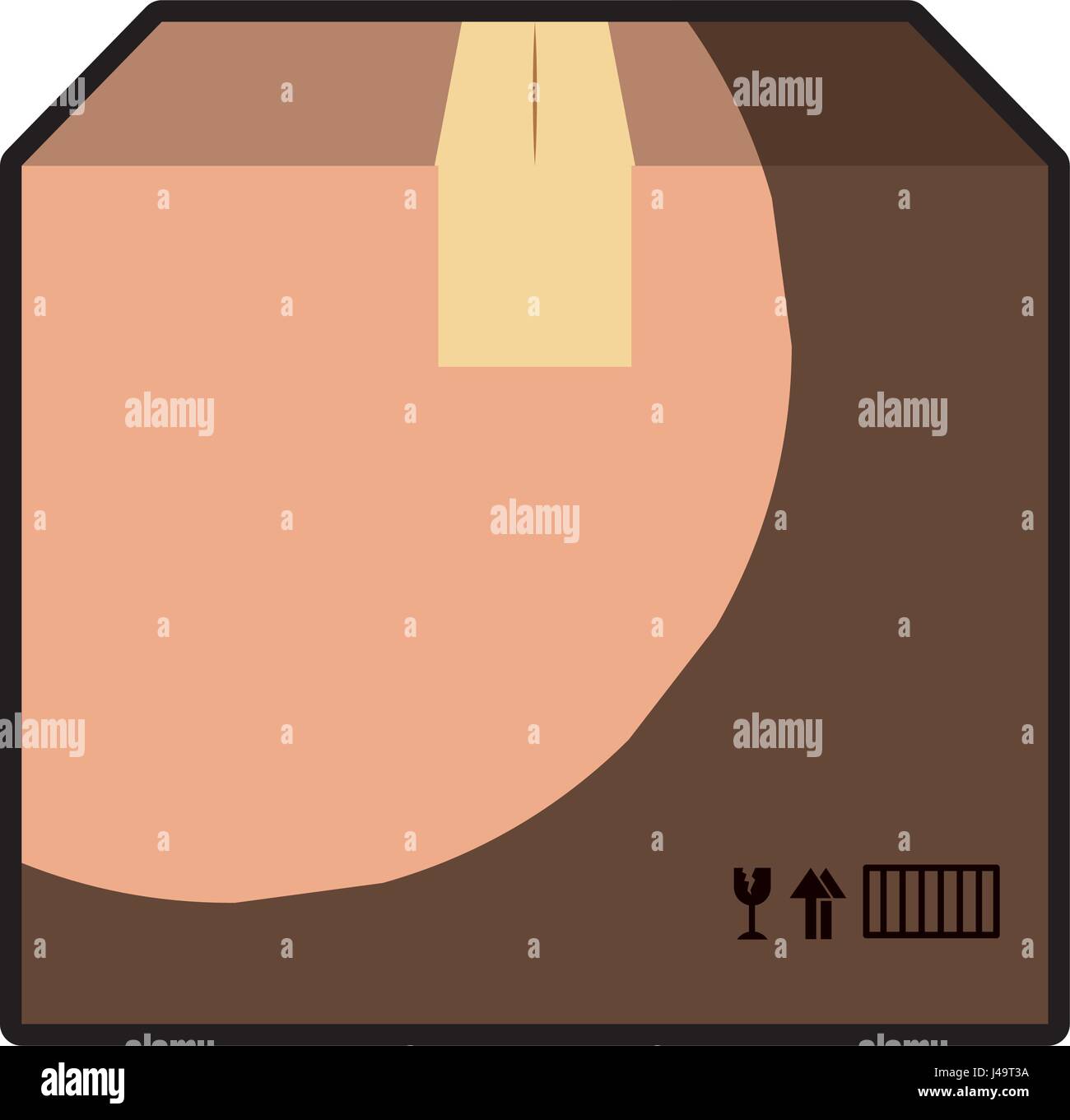 Farbe-Silhouette mit Box aus Pappe mit Halbschatten versiegelt Stock Vektor
