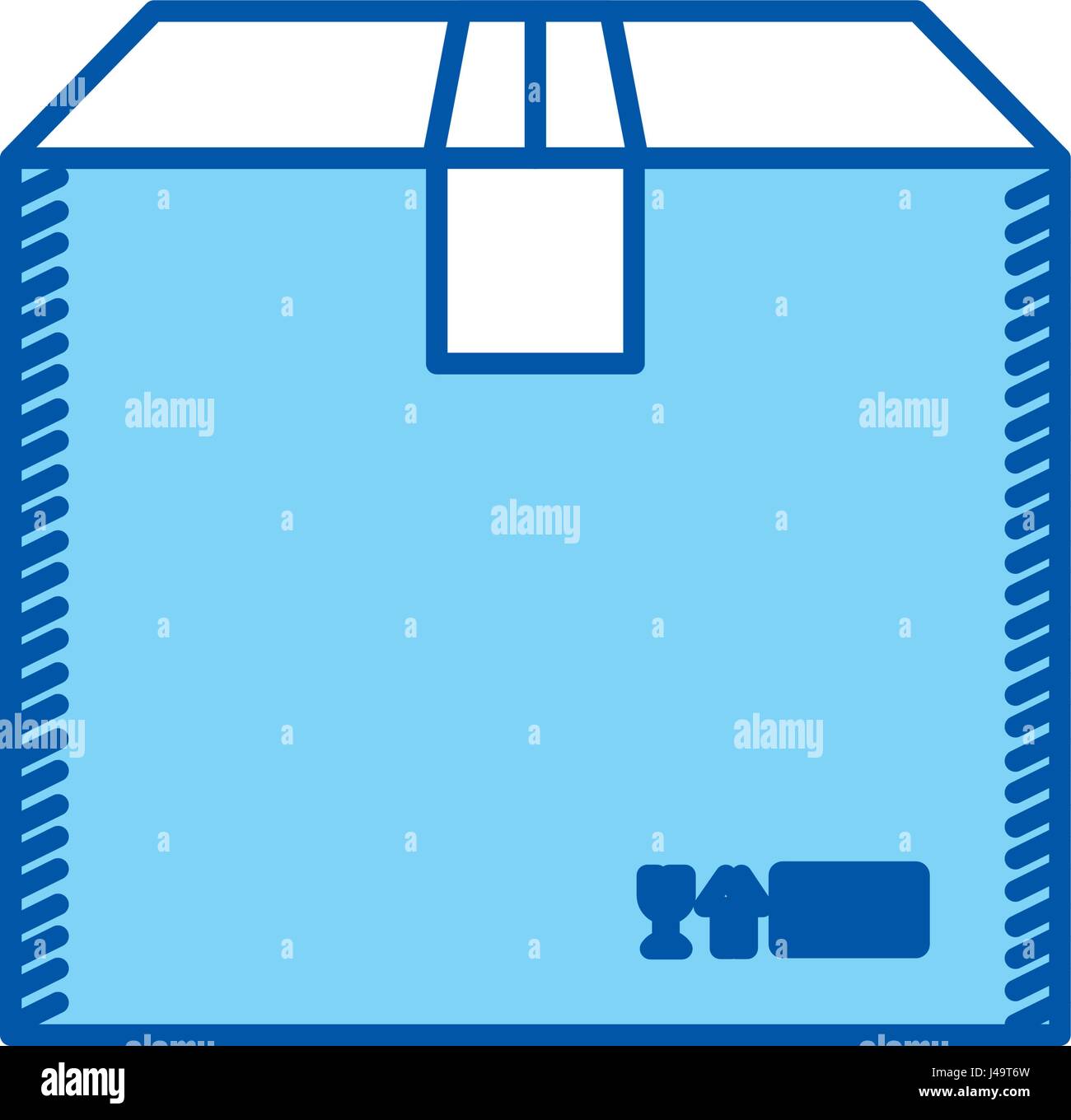 blaue Silhouette der Schachtel aus Pappe versiegelt Stock Vektor