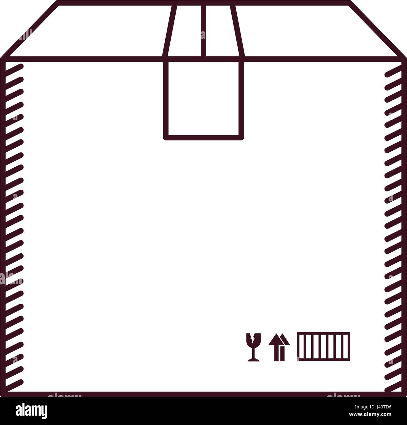 monochrome Silhouette mit Schachtel aus Pappe versiegelt Stock Vektor