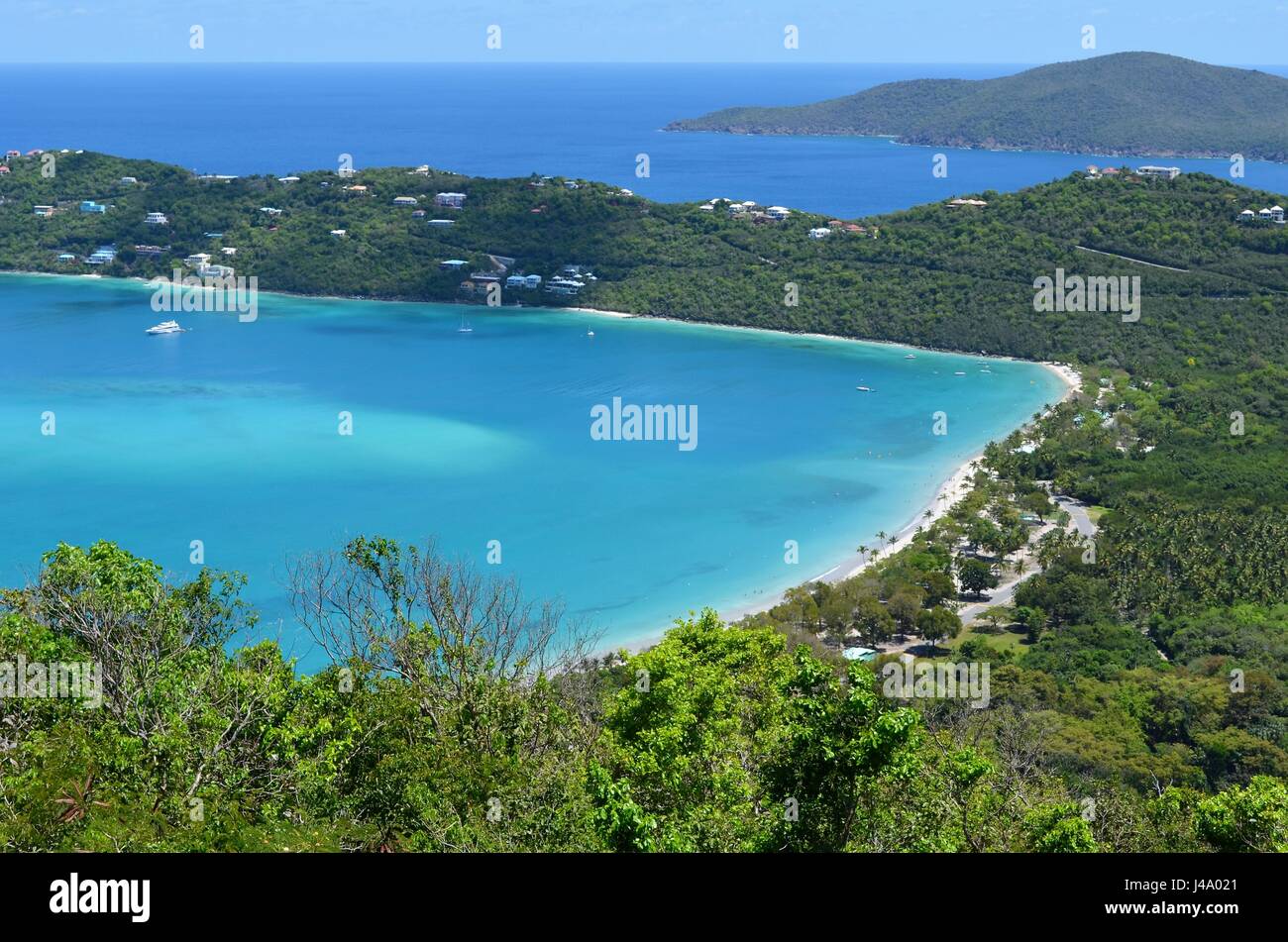 Ansicht des Magens Bay in St. Thomas Insel in der Karibik. Stockfoto