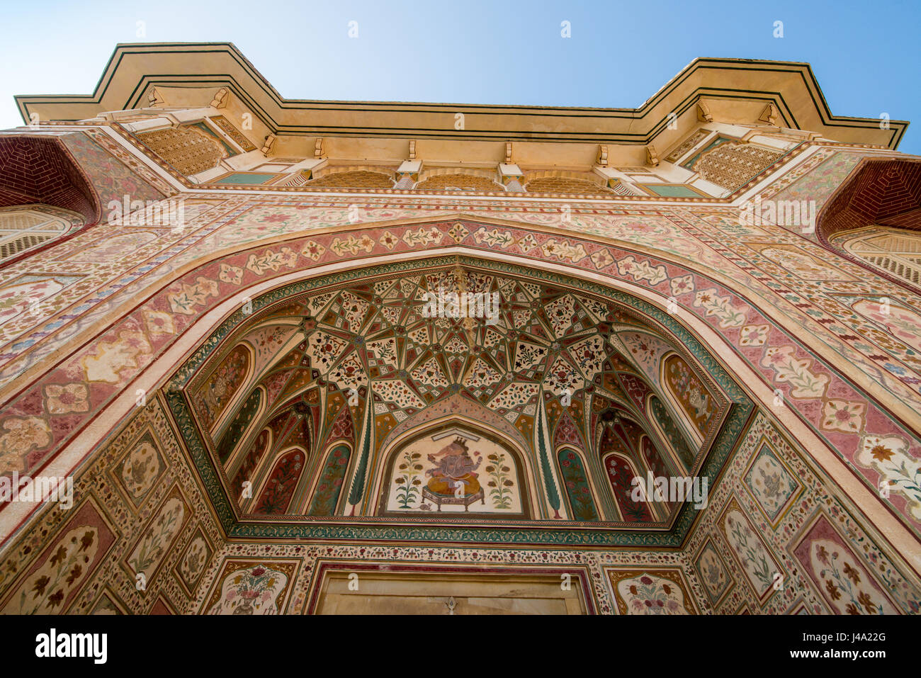 Jaipur, Indien; Amber Fort - dekorativer Eingang Stockfoto