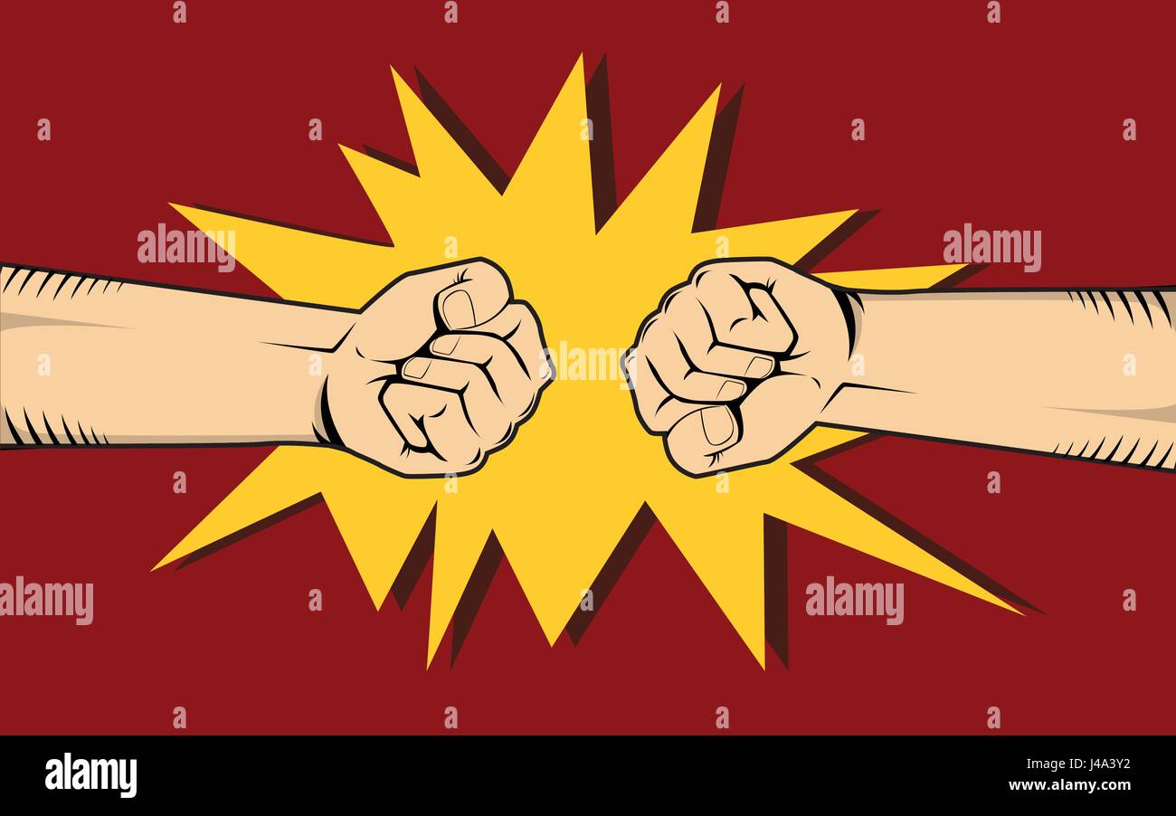 zwei Hand kämpfen oder Zusammenstöße illustrieren Kampf unter anderem zwei Stock Vektor