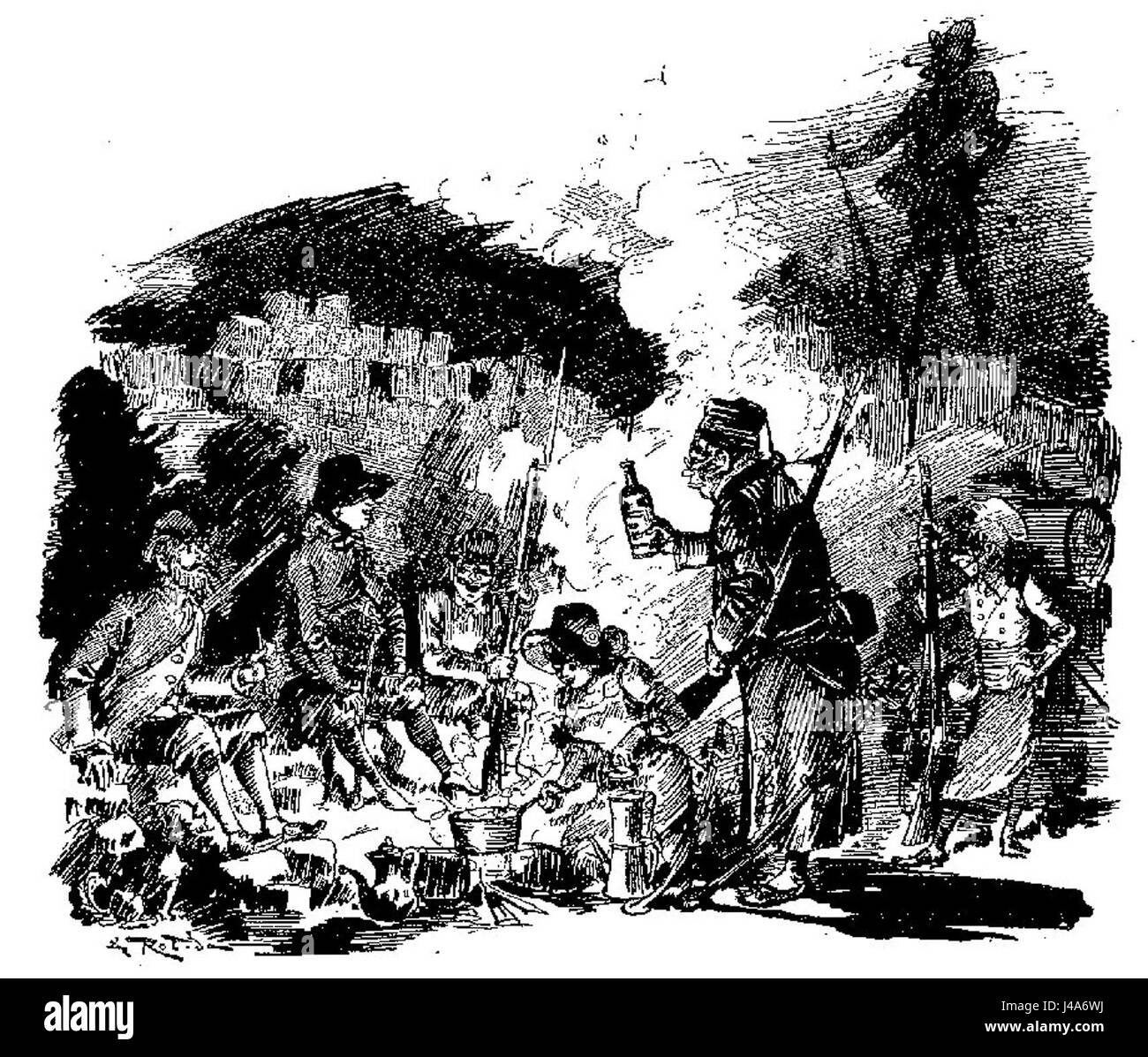 Das Werk „VingtiÃ¨me SiÃ¨cle“ von Albert Robida, insbesondere Seite 329, zeigt eine Illustration futuristischer Visionen aus dem frühen 20. Jahrhundert. Robidaâ Kunstwerk zeigt den technologischen Fortschritt und den gesellschaftlichen Wandel während dieser Zeit. Stockfoto