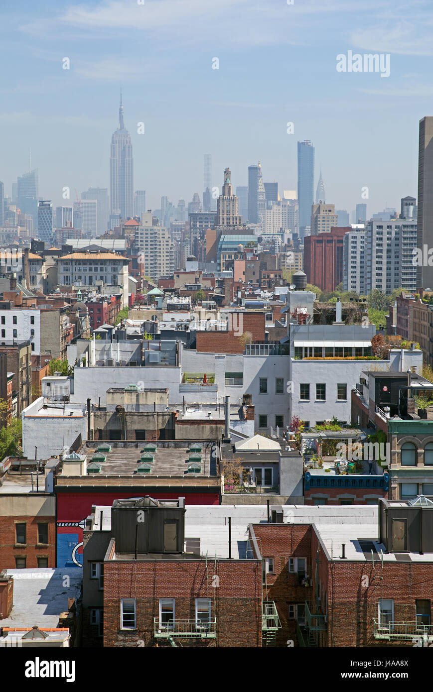 Blick auf Manhattan von einem Dach in Soho genommen Stockfoto