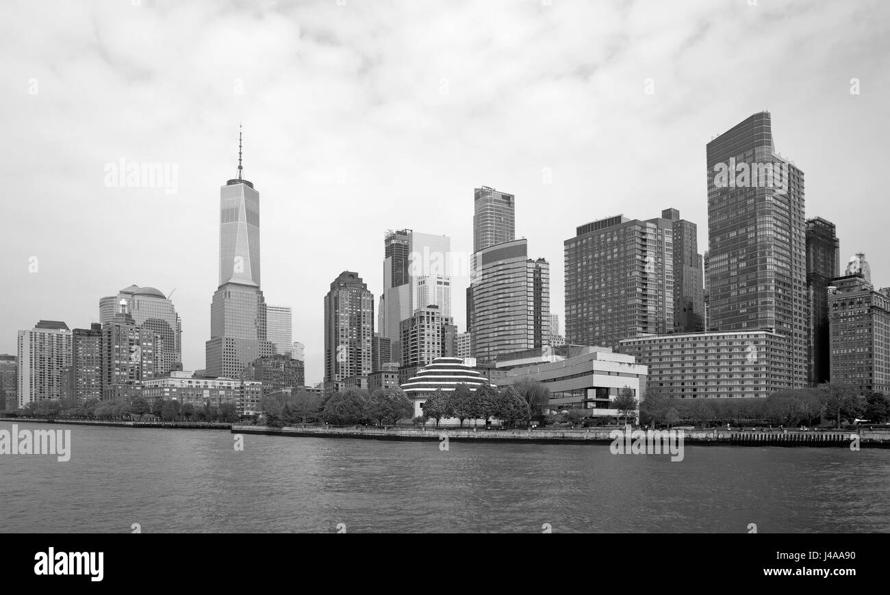 Manhattan genommen vom Hudson River, New York Stockfoto