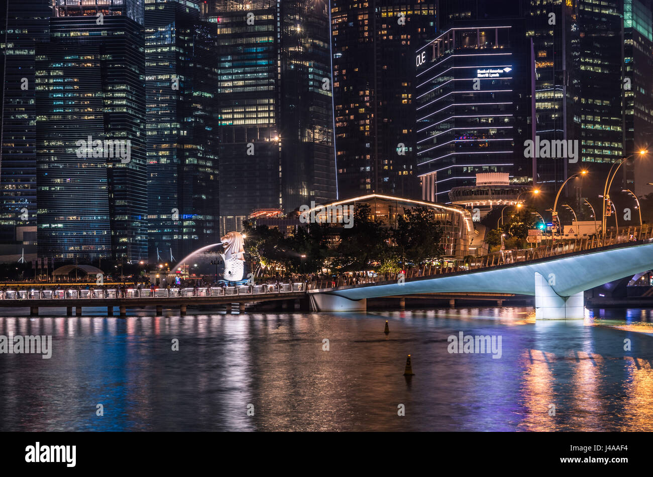 Singapur bei Nacht Stockfoto