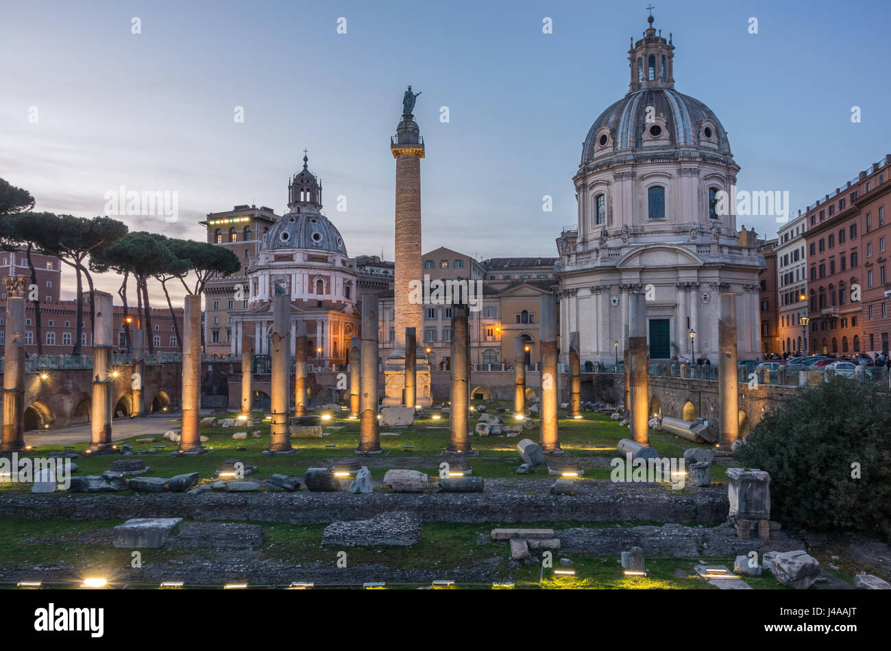 Forum des Traja am Abend Zeit, Rom, Italien Stockfoto