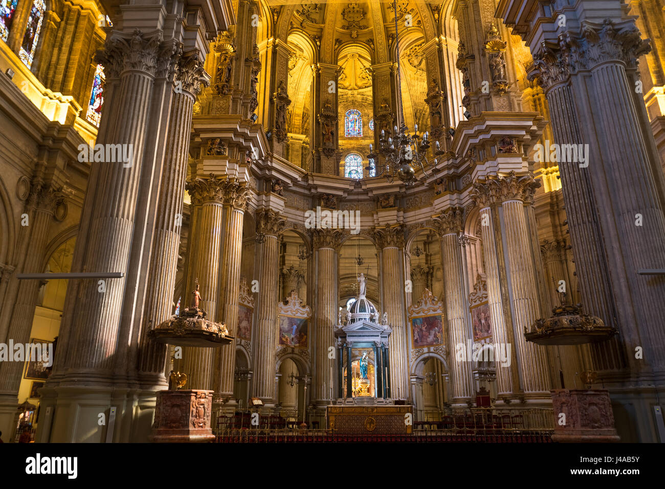 Kathedrale innen Malaga Spanien. La Santa Iglesia Catedral Basilica De La Encarnacion, Málaga Stockfoto