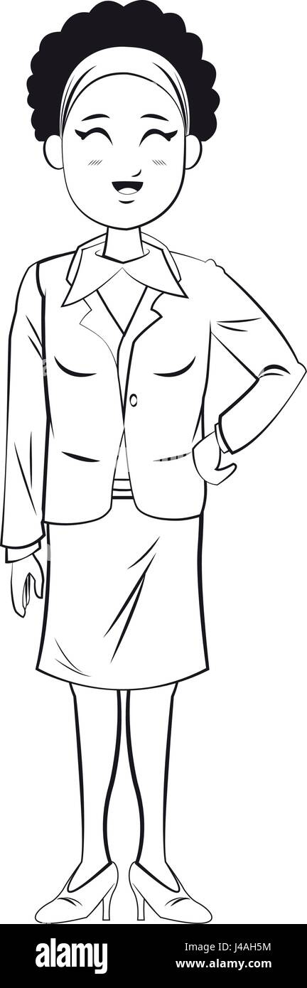 Cartoon Charakter Geschäftsfrau stehend mit formelle Kleidung Stock Vektor