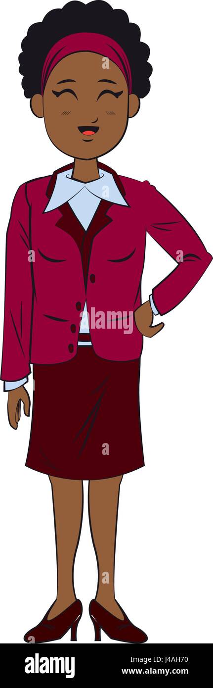 Cartoon Charakter Geschäftsfrau stehend mit formelle Kleidung Stock Vektor