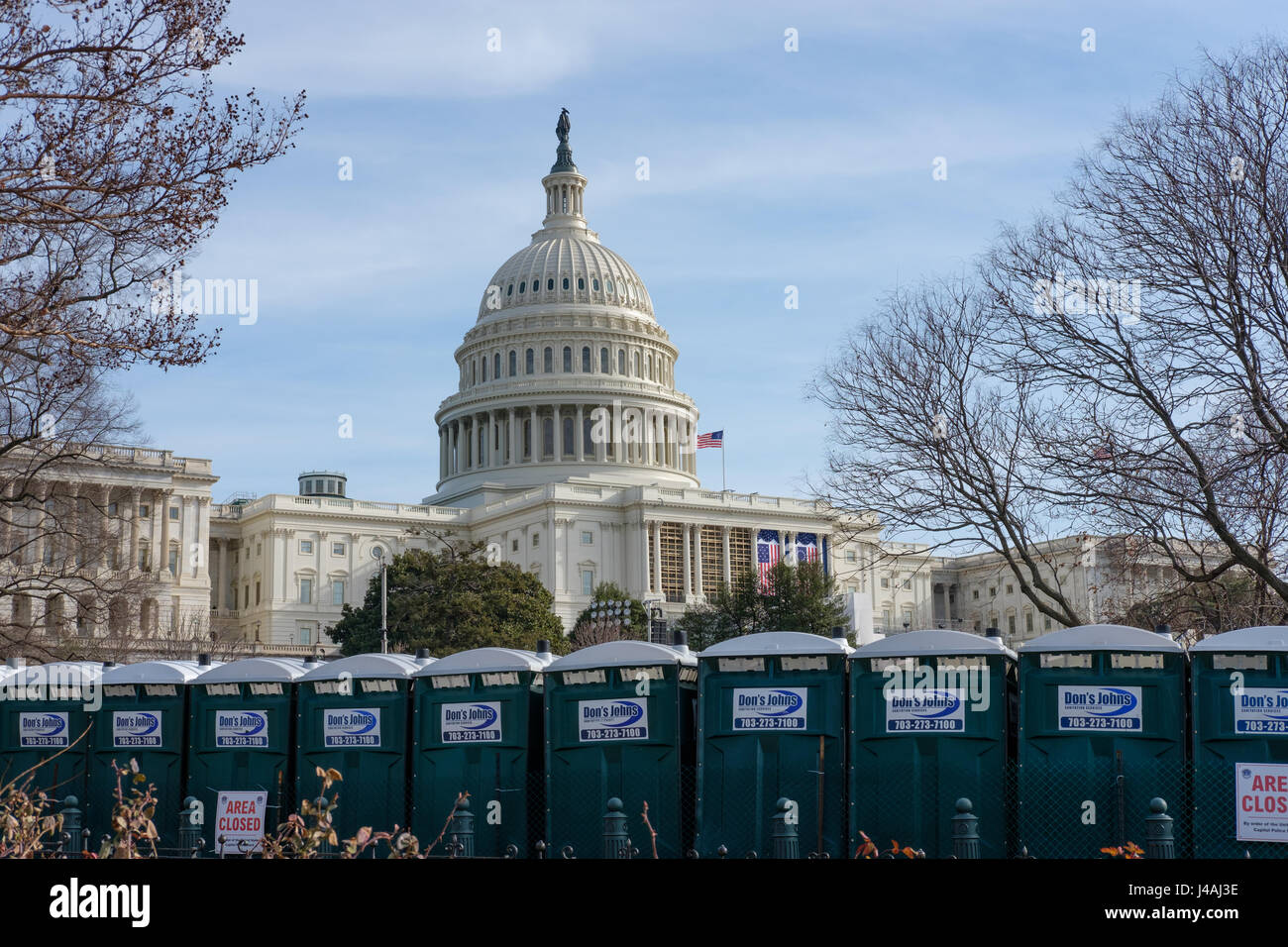 Donald Trump Amtseinführung mit Don's JohnsPotties Stockfoto