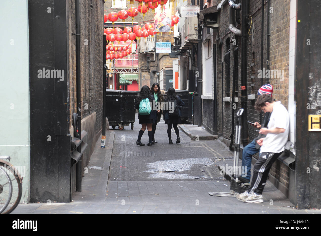 Straße Leben ein Back Street in Soho beobachtete für zehn Minuten. Stockfoto