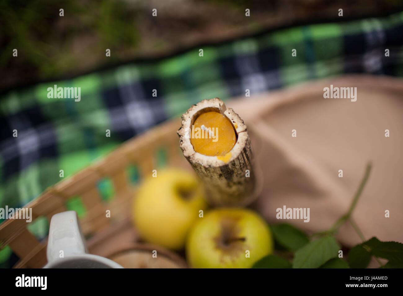 natürliche Wachskerze liegt in der Natur Stockfoto