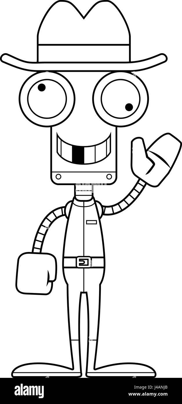 Ein Cartoon Cowboy Roboter auf der Suche albern. Stock Vektor