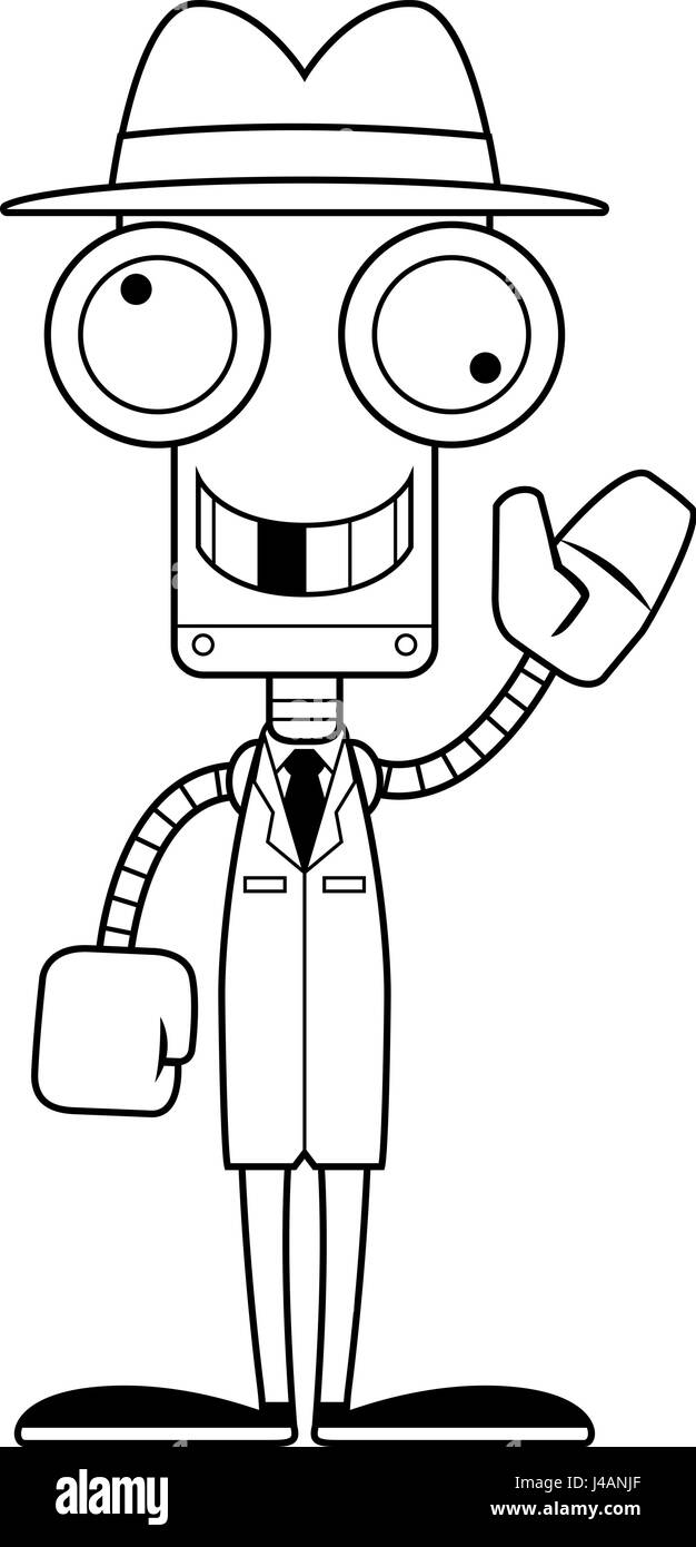 Ein Cartoon Detektiv Roboter auf der Suche albern. Stock Vektor