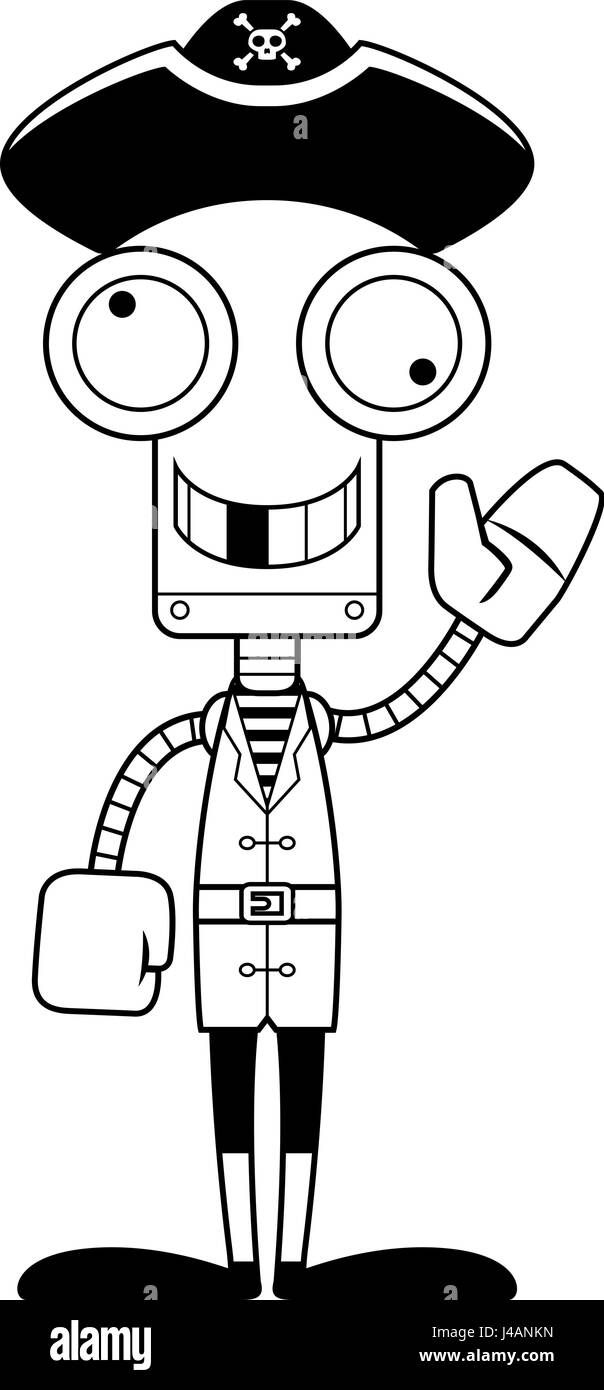 Ein Cartoon Pirat Roboter auf der Suche albern. Stock Vektor