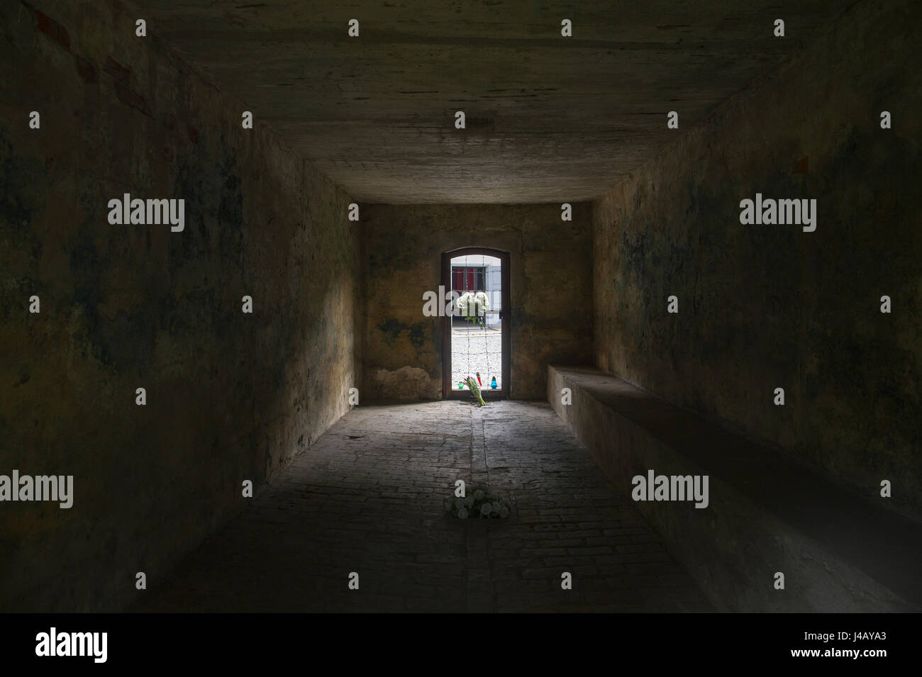 Innen Gaskammer in Nazi-deutschen Konzentrationslager KL Stutthof in 72 Jahrestag der Befreiung des Konzentrationslagers durch die Rote Armee im Museum o Stockfoto