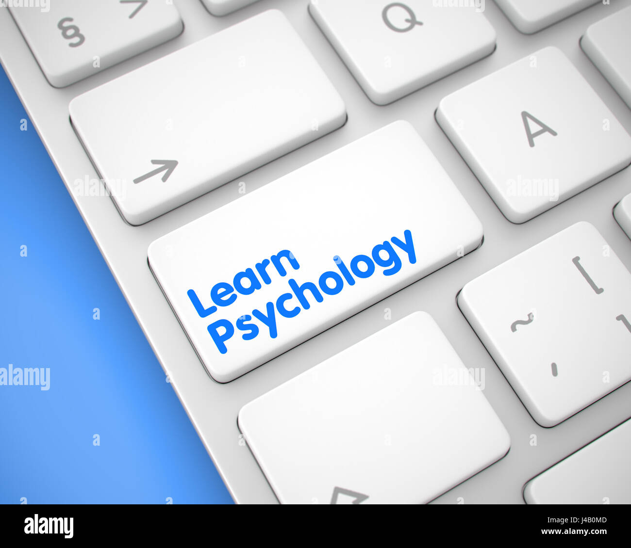 Lernen Sie Psychologie - Inschrift auf die weiße Taste. 3D. Stockfoto