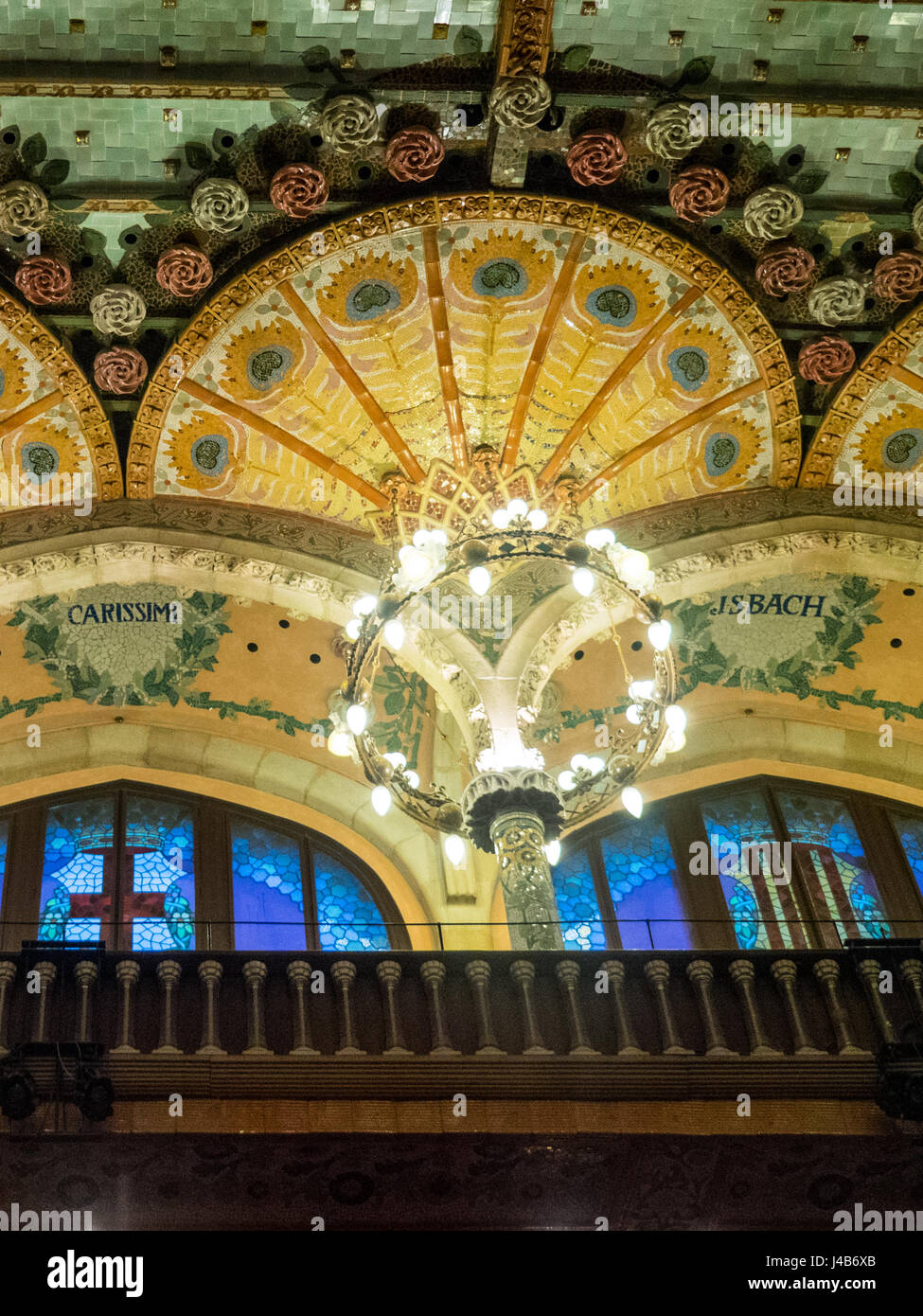 Innere des Palau De La Música Catalana, Barcelona Spanien. Stockfoto