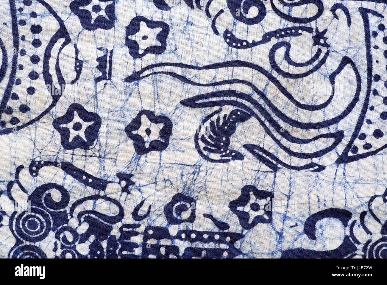 Detail der blau gefärbten Batik Tuch Stockfoto