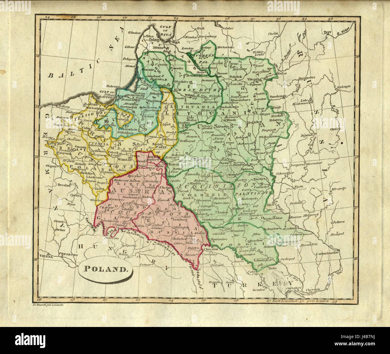 Polen-Karte (1814) Stockfoto Polen-Karte (1814) Stockfoto
